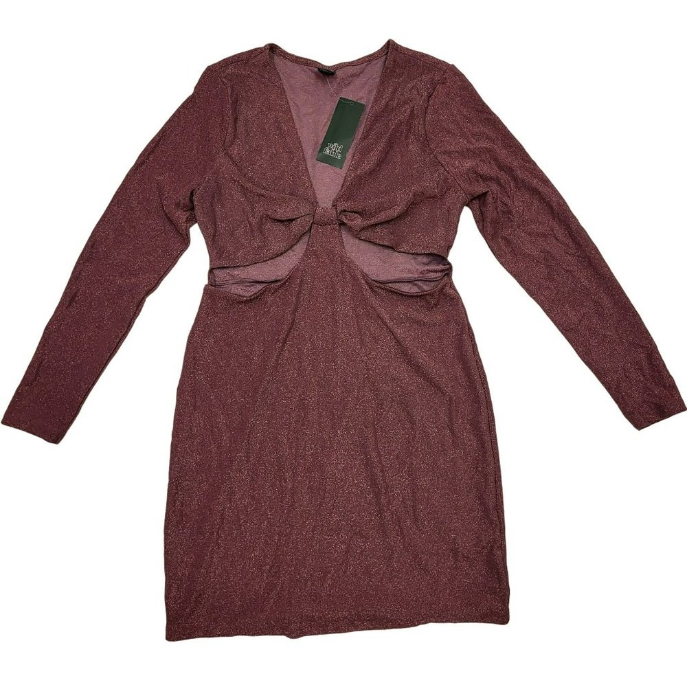 Wild Fable Long Sleeve Rose Pink Shimmer Cut Out Bodycon Dress Women's Large